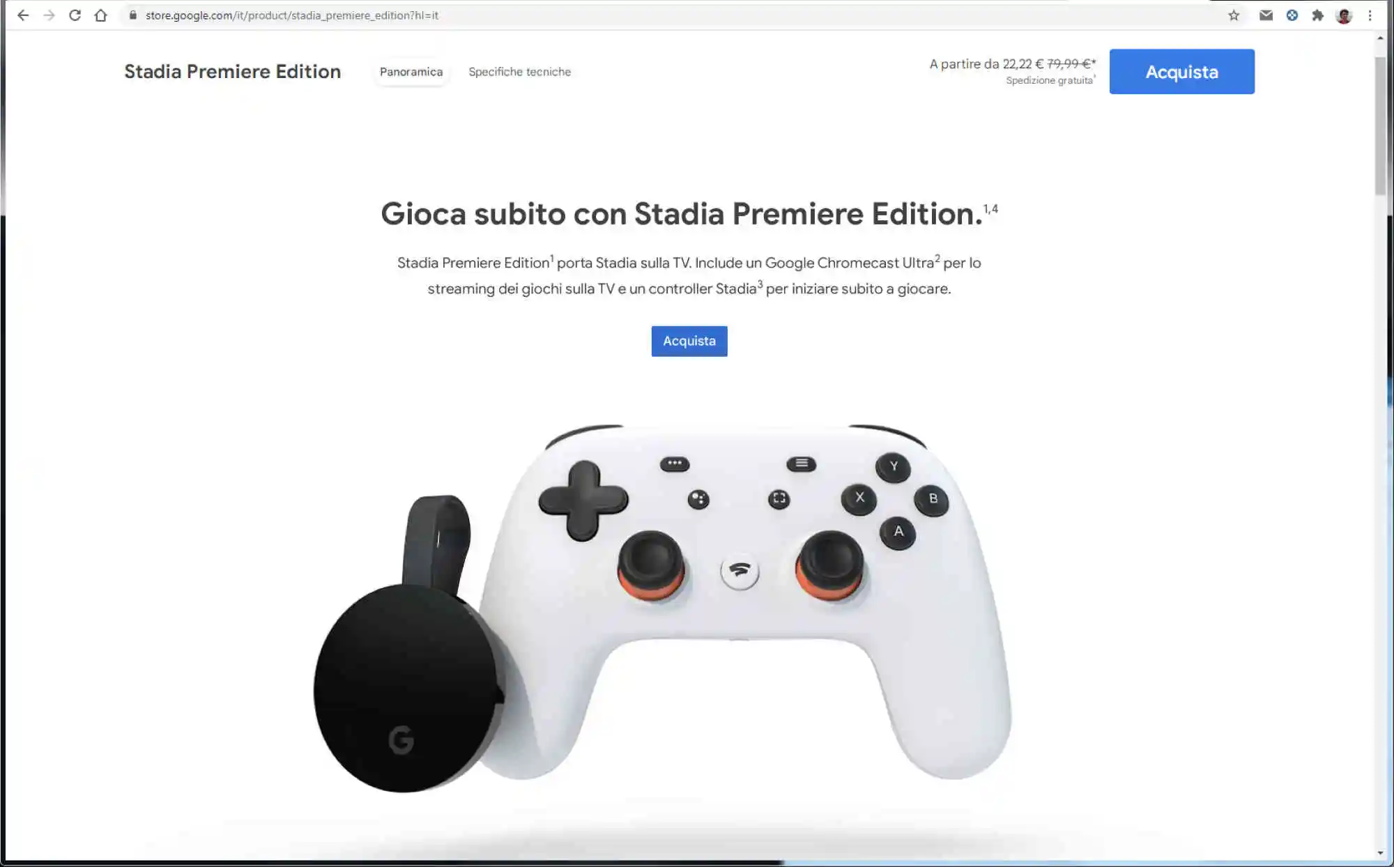 Stadia Premiere Edition 22 euro