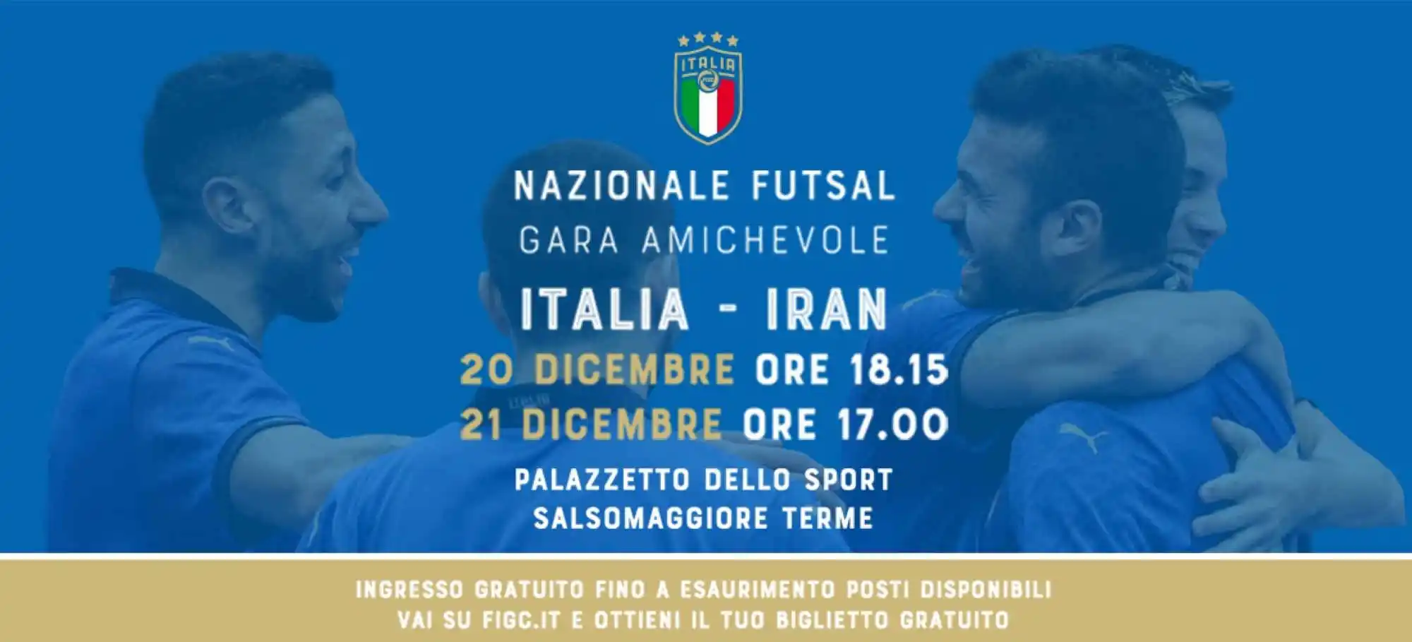 Calcio 5 Italia Iran il 20 e il 21 dicembre