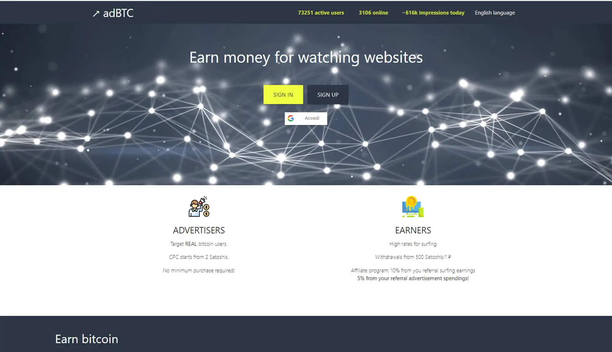 adBTC Earn money watching websites