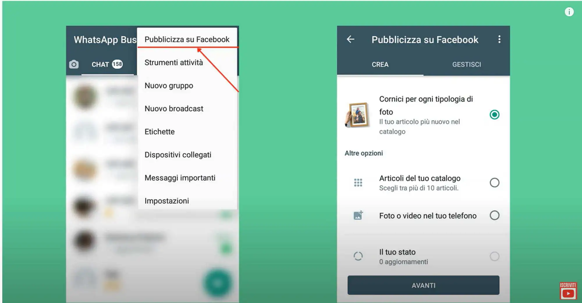 WhatsApp Business Pubblicizza su Facebook