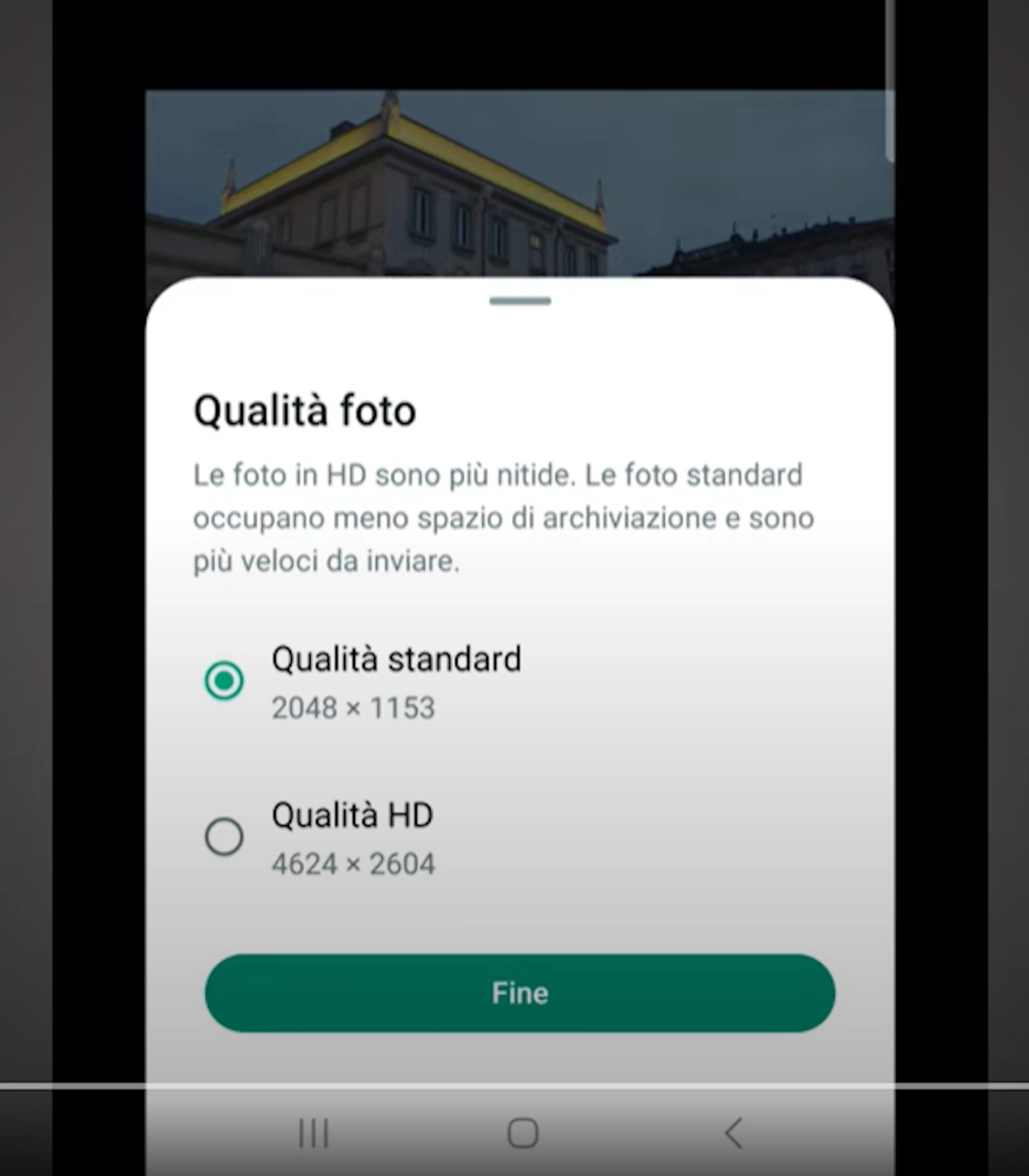 WhatsApp invio di foto alta risoluzione