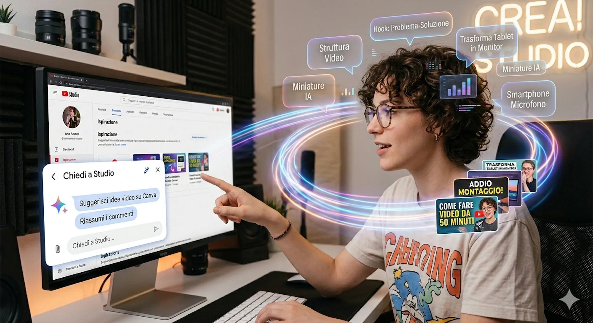 YouTube Studio IA e idee video con Gemini per creator