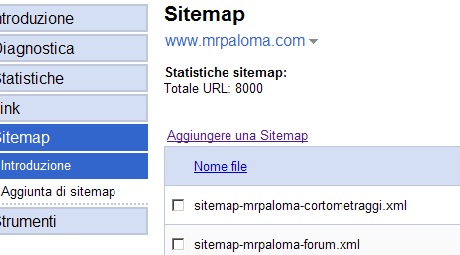 Google Sitemap Mr Paloma arriva a 8000